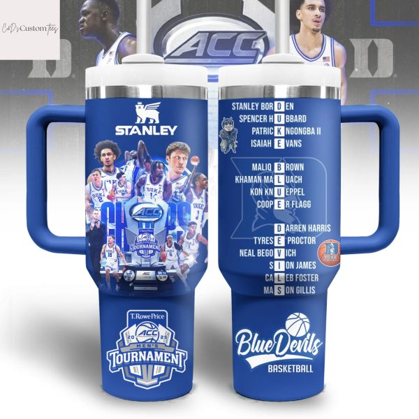 Duke Blue Devils 2025 ACC Men Basketball Tournament Champions Tumbler With Handle And Straw