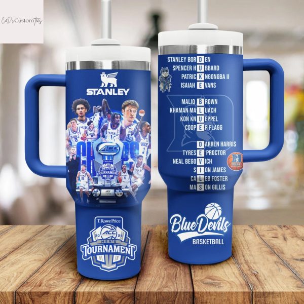 Duke Blue Devils 2025 ACC Men Basketball Tournament Champions Tumbler With Handle And Straw