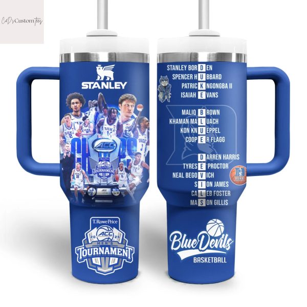 Duke Blue Devils 2025 ACC Men Basketball Tournament Champions Tumbler With Handle And Straw
