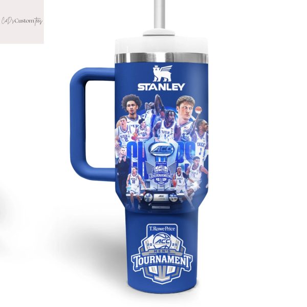 Duke Blue Devils 2025 ACC Men Basketball Tournament Champions Tumbler With Handle And Straw
