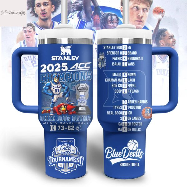 Duke Blue Devils ACC Men Basketball Tournament Champions 2025 Tumbler With Handle And Straw