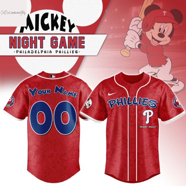 Personalized Philadelphia Phillies x Mickey Night Game Baseball Jersey