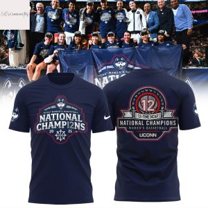 12 Times UConn Huskies 2025 NCAA Womens Basketball National Champions 3D T-Shirt