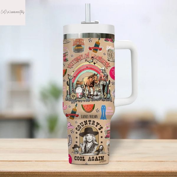 Lainey Wilson Wild Flowers And Wild Horses Tumbler With Handle And Straw