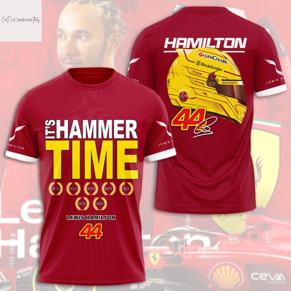 Lewis Hamilton 44 Its Hammer Time Signature 3D T-Shirt