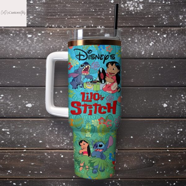 Lilo And Stitch Custom Tumbler With Handle And Straw