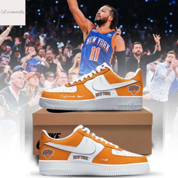 Personalized 2025 Playoffs New York Knicks Air Force Shoes – Orange