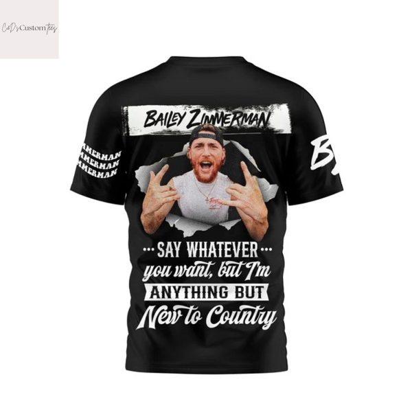 Bailey Zimmerman New To Country 3D T-Shirt