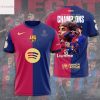 Barcelona FC Campions De Copa 2025 Llegat Blaugrana 3D T-Shirt