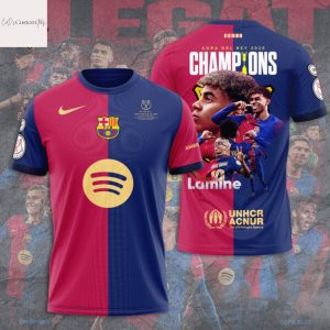 Barcelona FC Campions De Copa 2025 Lamine Yamal 3D T-Shirt