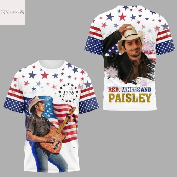 Brad Paisley Red White And Paisley 1776 3D T-Shirt
