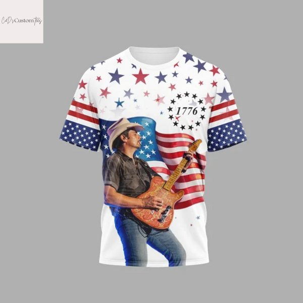 Brad Paisley Red White And Paisley 1776 3D T-Shirt