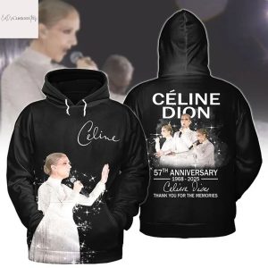 Celine Dion 57th Anniversary 1968-2025 Signature Thank You For The Memories Hoodie