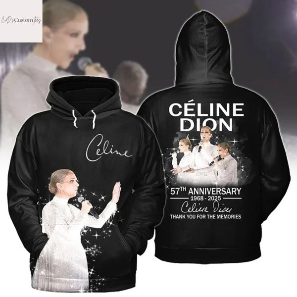 Celine Dion 57th Anniversary 1968-2025 Signature Thank You For The Memories Hoodie