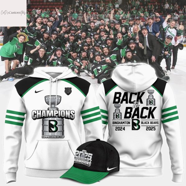 Commissioners Cup Champions Binghamton Black Bears 2025 Back To Back Hoodie