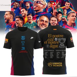 F.C Barcelona El Nostre Estil El Nostre Llegat La Liga 2025 Champions 3D T-Shirt – Black