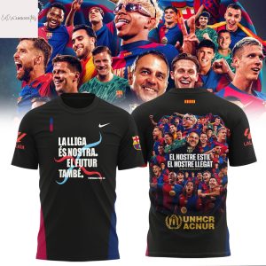 F.C Barcelona La Lliga Es Nostra El Futur Tambe 2025 Champions 3D T-Shirt – Black