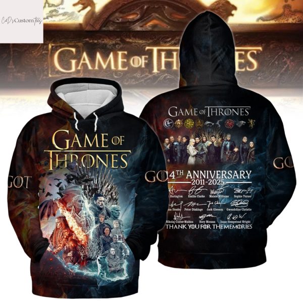 Game Of Thrones 14th Anniversary 2011-2025 Signature Thank You For The Memories Hoodie
