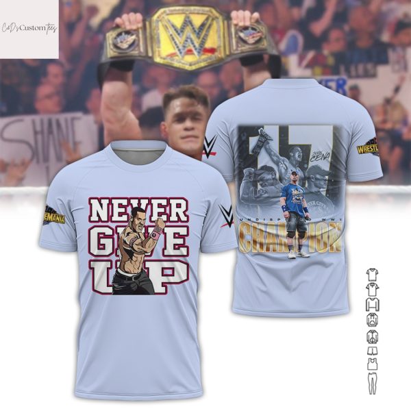John Cena Never Give Up WWE Champions 3D T-Shirt