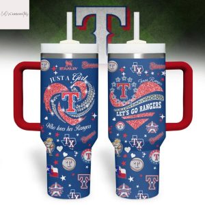 Just A Girl Who Love Her Texas Rangers Tumbler With Handle And Straw