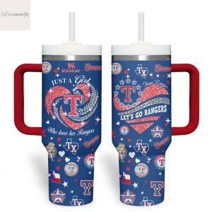 Just A Girl Who Love Her Texas Rangers Tumbler With Handle And Straw