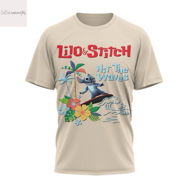 Lilo & Stitch Hit The Waves Ohana 3D T-Shirt