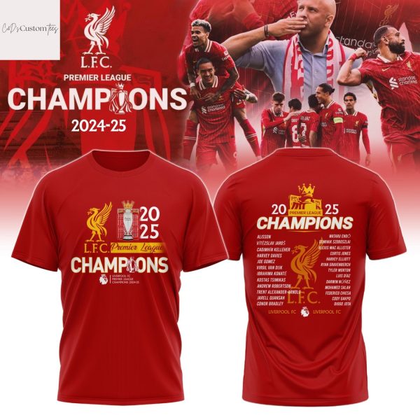 Liverpool FC 2025 Premier League Champions 3D T-Shirt