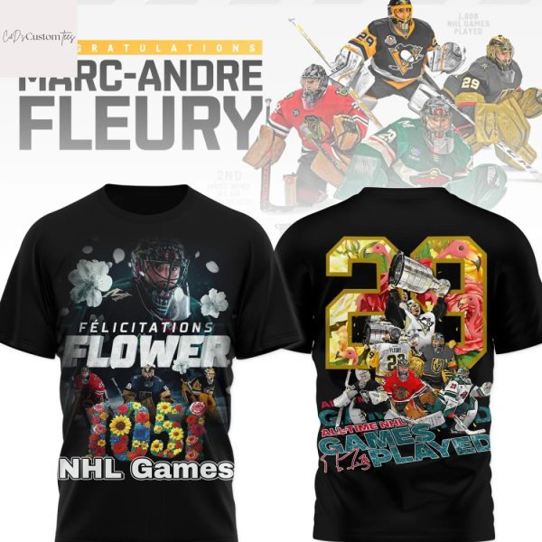 Marc-Andre Fleury Felicitations Flower NHL Games 3D T-Shirt