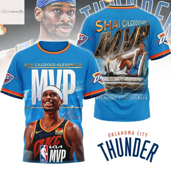Oklahoma City Thunder Shai Gilgeous-Alexander NBA MVP 2024-25 3D T-Shirt