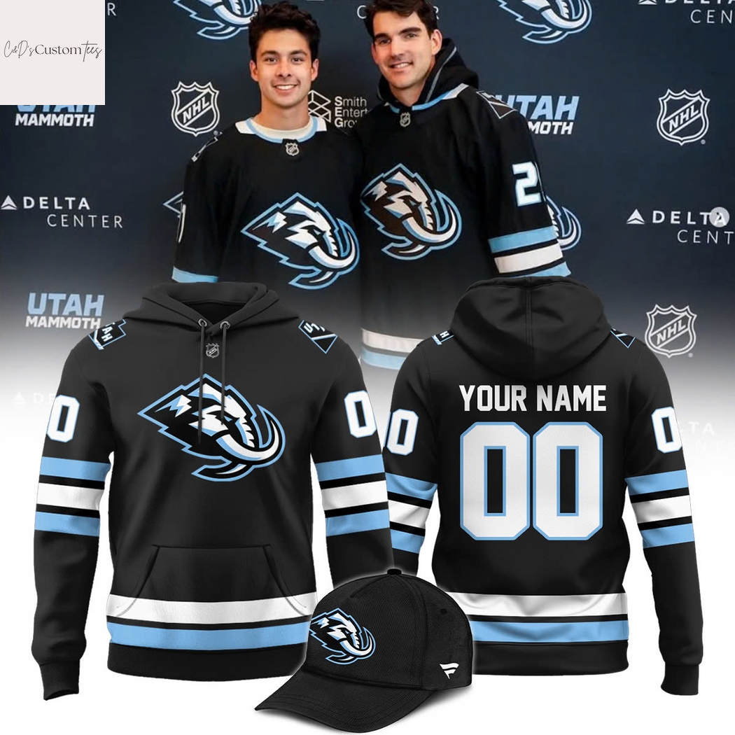 Personalized 2025 Utah Mammoth Black Hoodie Personalized 2025 Utah Mammoth Black Hoodie