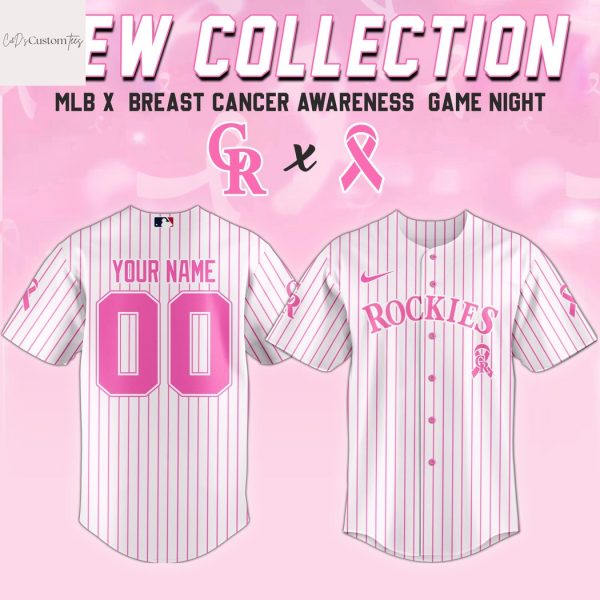 Personalized Colorado Rockies Breast Cancer Awareness Baseball Jersey