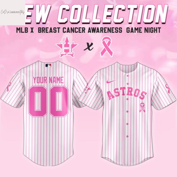 Personalized Houston Astros Breast Cancer Awareness Baseball Jersey