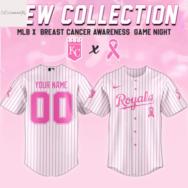 Personalized Kansas City Royals Breast Cancer Awareness Baseball Jersey