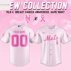 Personalized New York Mets Breast Cancer Awareness Baseball Jersey