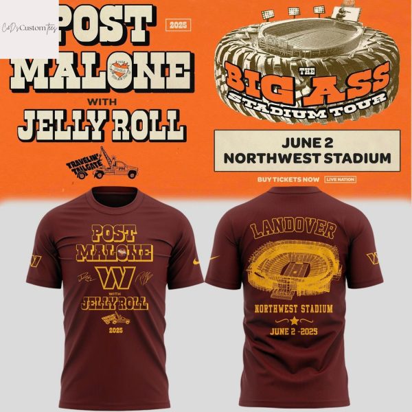 Post Malone Big Ass Stadium Tour x Washington Commanders 3D T-Shirt