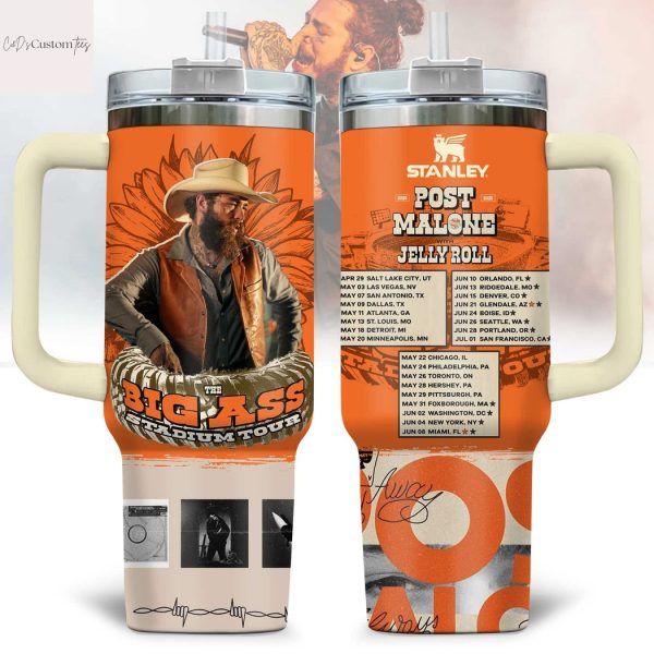 Post Malone With Jelly Roll The Big Ass Stadium Tour Tumbler With Handle And Straw