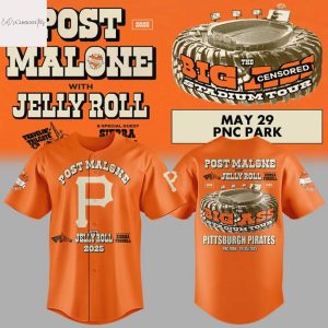 Post Malone With Jelly Roll Tour 2025 Pittsburgh Pirates Baseball Jersey