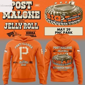 Post Malone With Jelly Roll Tour 2025 Pittsburgh Pirates Hoodie