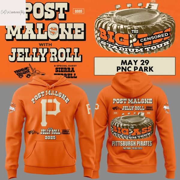 Post Malone With Jelly Roll Tour 2025 Pittsburgh Pirates Hoodie