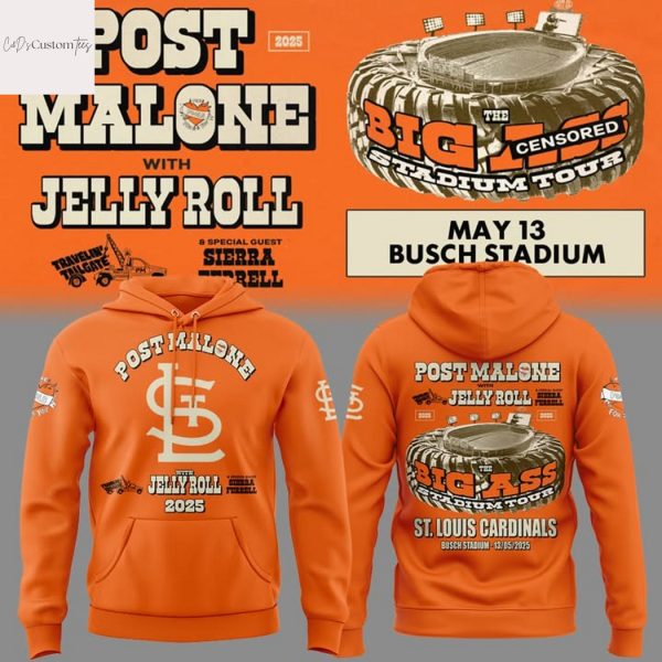 Post Malone With Jelly Roll Tour 2025 St Louis Cardinals Hoodie