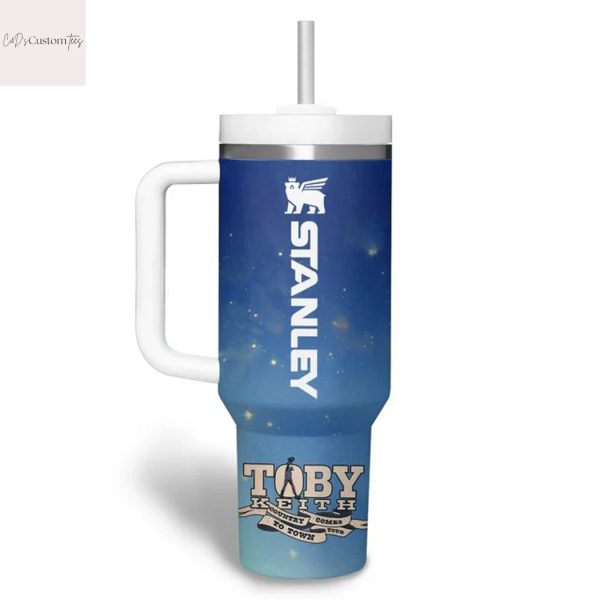 Red Whitw And Toby Keith Tumbler With Handle And Straw