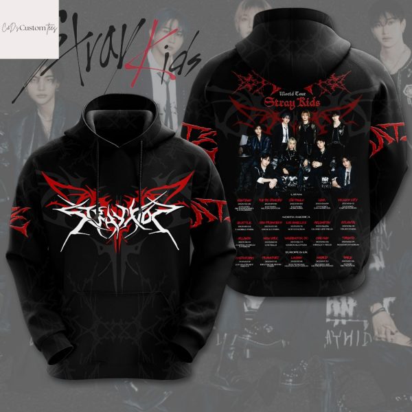 Stray Kids Dominate World Tour Black Hoodie