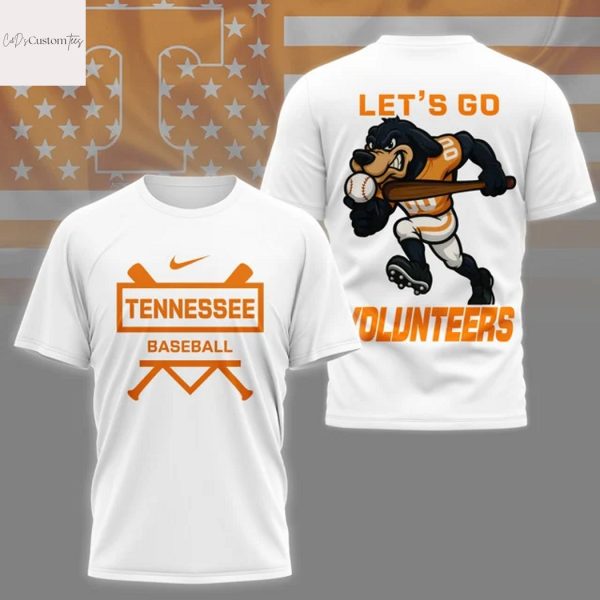 Tennessee Volunteers Baseball Lets Go Volunteers 3D T-Shirt