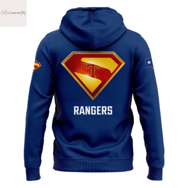 Texas Rangers x Superman Blue Hoodie