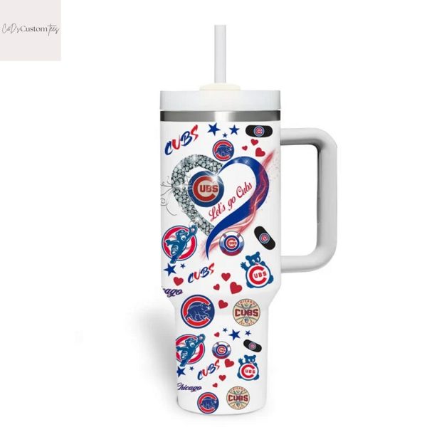 This Girl Love Her Chicago Cubs Lets Go Cubs Tumbler With Handle And Straw