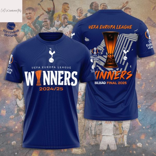 Tottenham Hotspur – UEFA Europa League Champions 2024-2025 Winners Final Design 3D T-Shirt