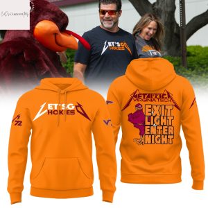 Virginia Tech Hokies Metallica Exit Light Enter Night Let Go Hokies Hoodie – Orange