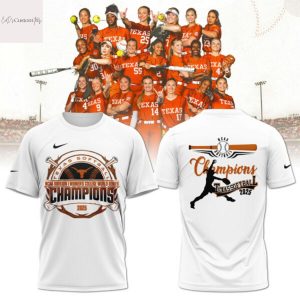 2025 National Champions Texas Longhorns Softball 3D T-Shirt – White