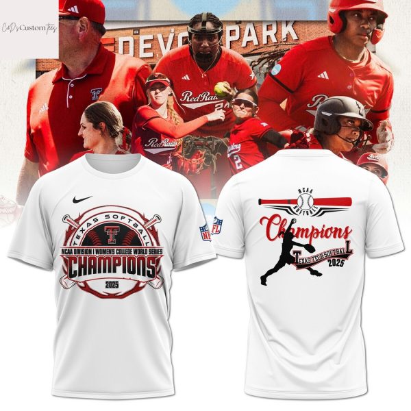 2025 National Champions Texas Tech Red Raiders Softball 3D T-Shirt
