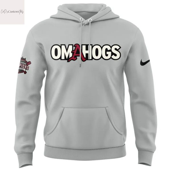 Arkansas Razorbacks Baseball College World Series 2025 Omahogs Hoodie – Grey